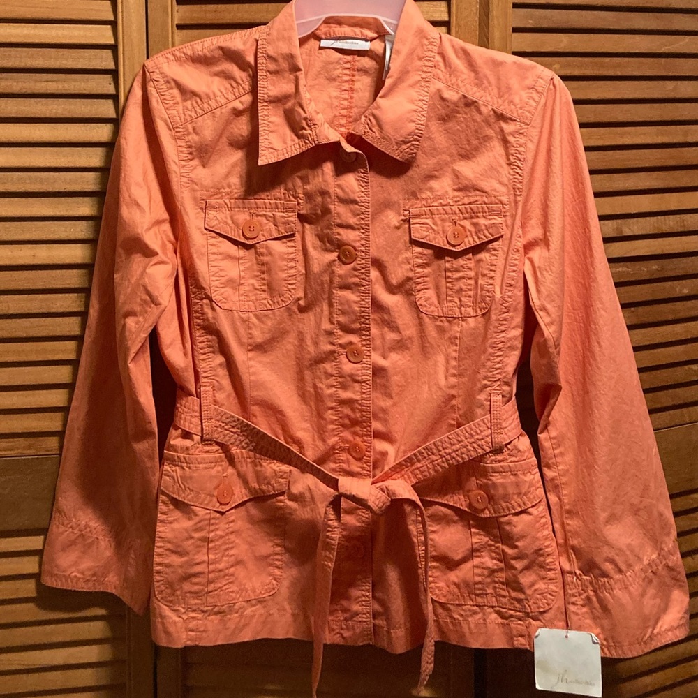 J. H. Collection Soft Harmonies Salmon Belted Safari Jacket
